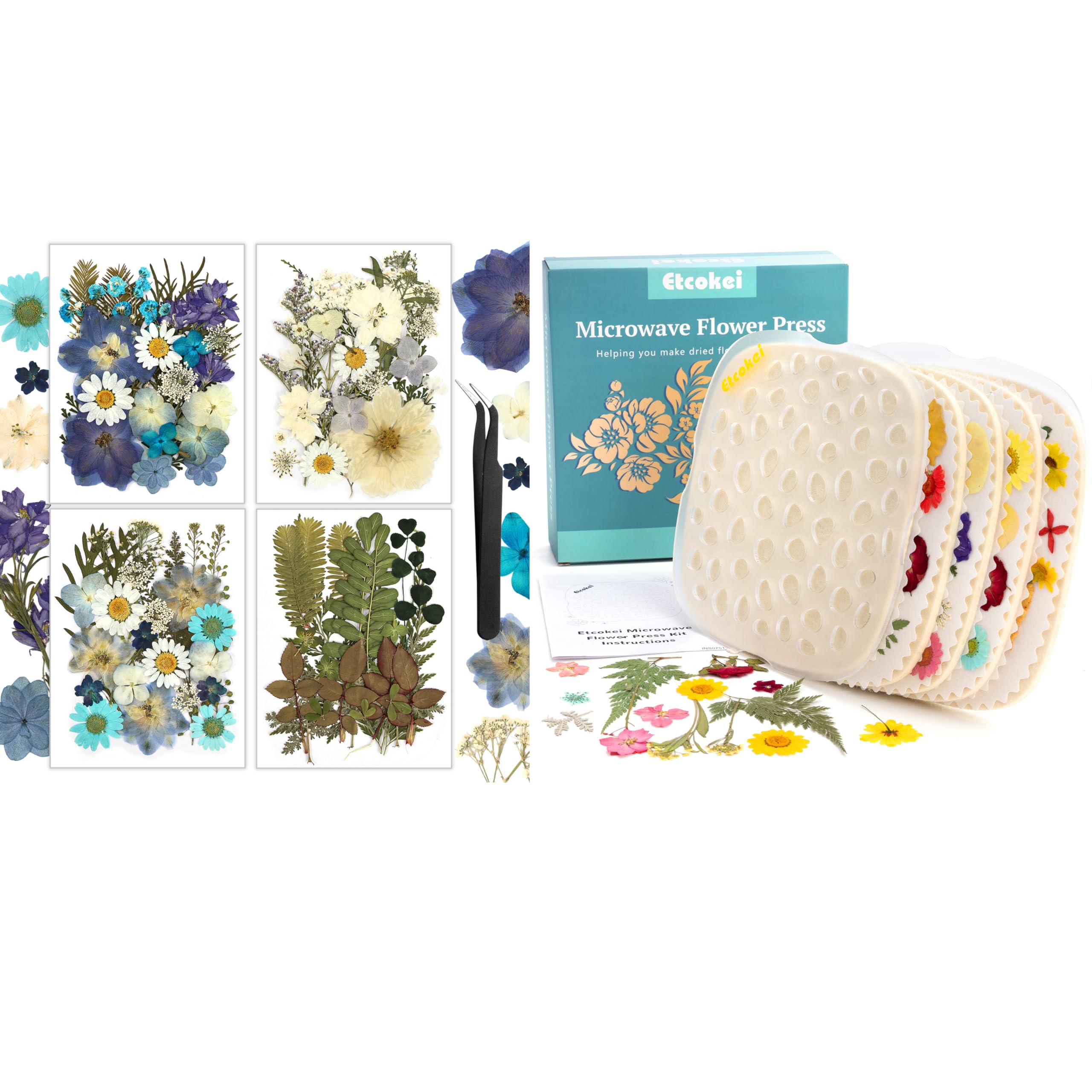  Etcokei Quickly Microwave Flower Press Kit, 2 Layers 9